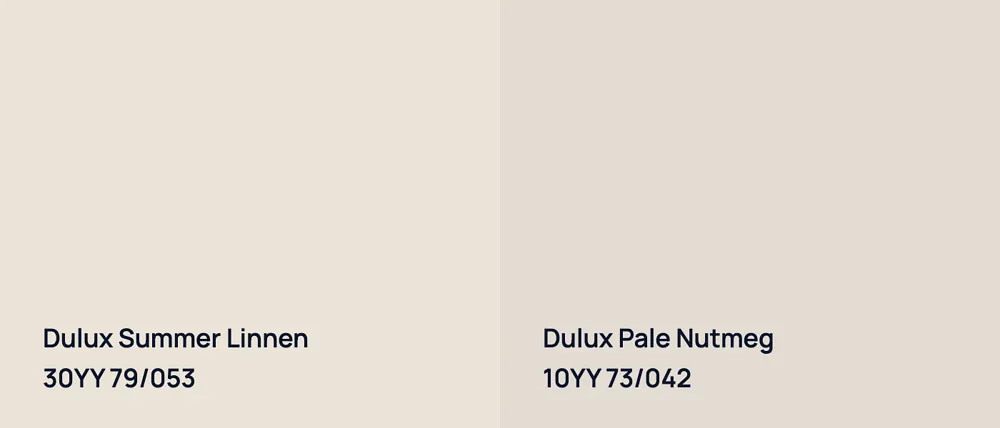 Dulux Summer Linnen 30YY 79/053 vs Dulux Pale Nutmeg 10YY 73/042