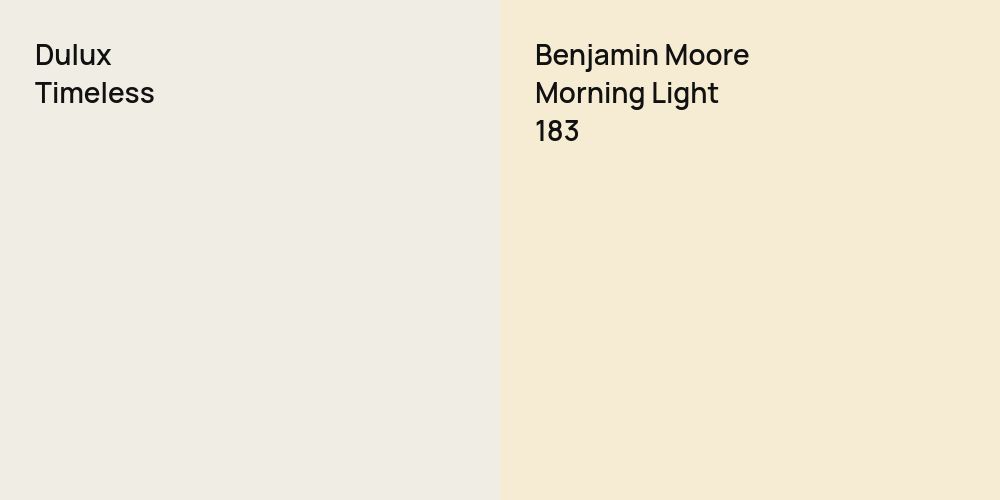 Dulux Timeless vs. Benjamin Moore Morning Light