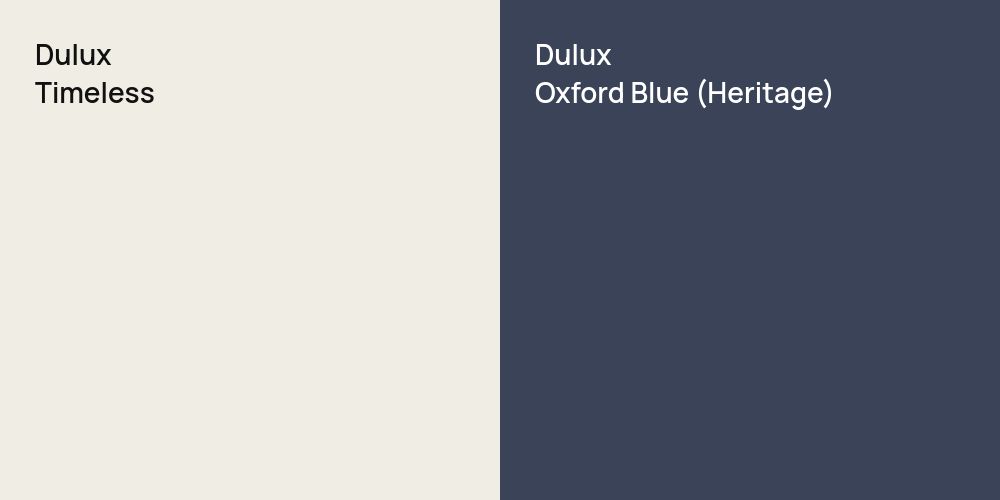 Dulux Timeless vs. Dulux Oxford Blue (Heritage)