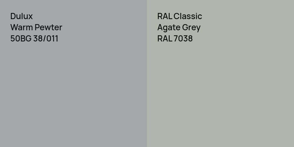 Dulux Warm Pewter vs. RAL Classic Agate Grey