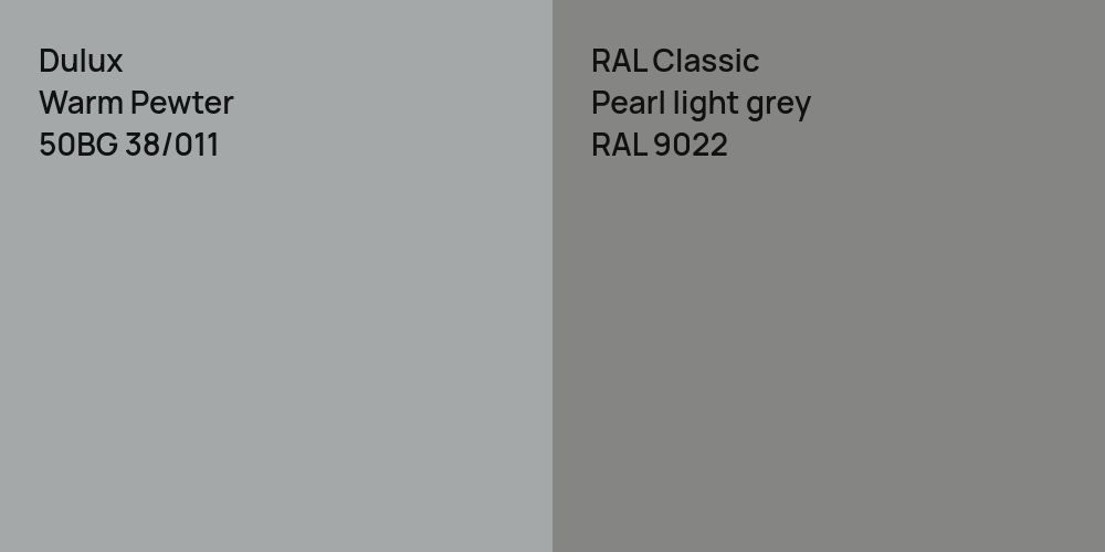 Dulux Warm Pewter vs. RAL Classic  Pearl light grey