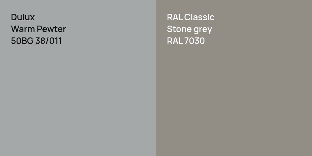 Dulux Warm Pewter vs. RAL Classic  Stone grey