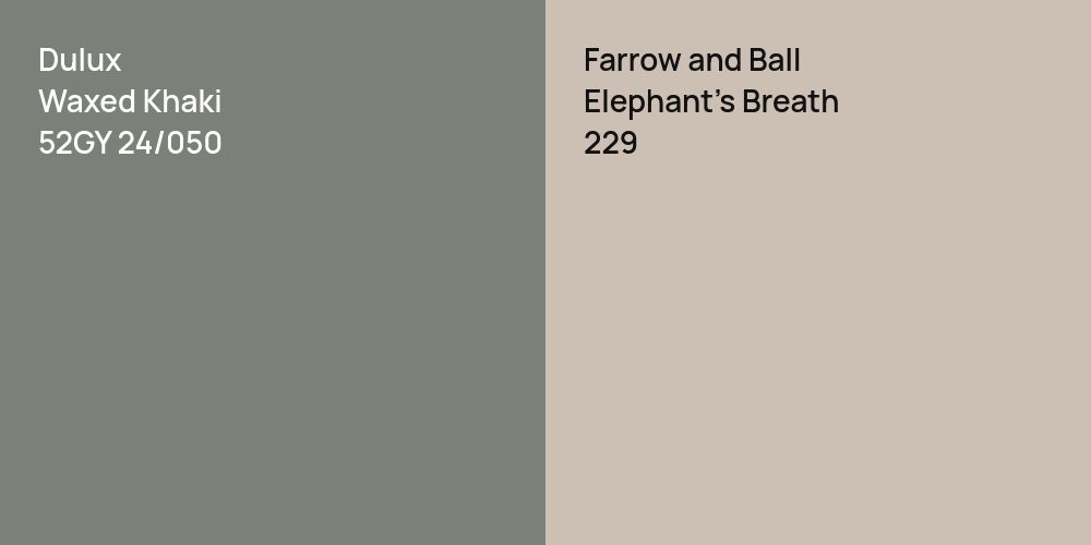 Dulux Waxed Khaki vs. Farrow and Ball Elephant's Breath