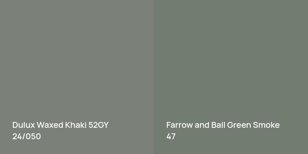 Dulux Waxed Khaki vs. Farrow and Ball Green Smoke