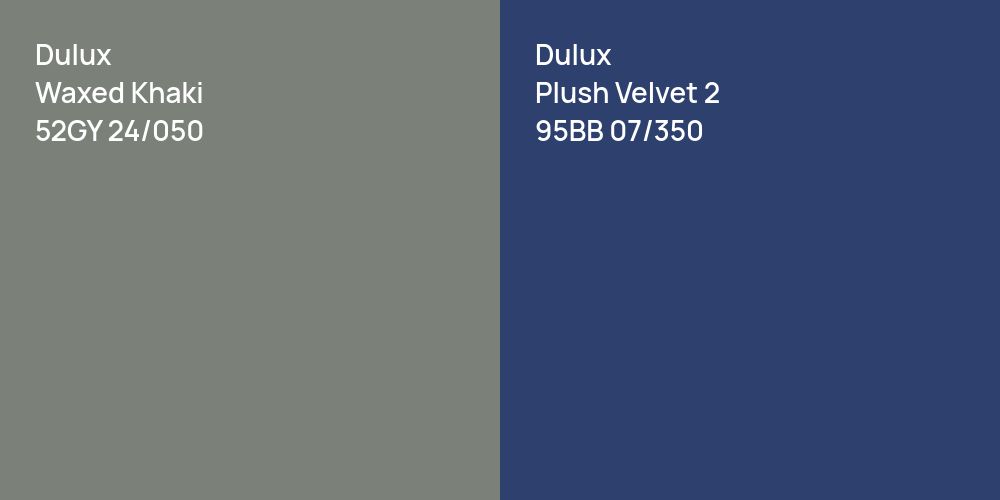 Dulux Waxed Khaki vs. Dulux Plush Velvet 2