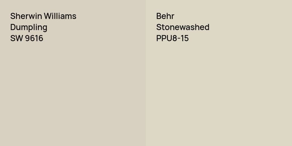 Sherwin Williams Dumpling vs. Behr Stonewashed