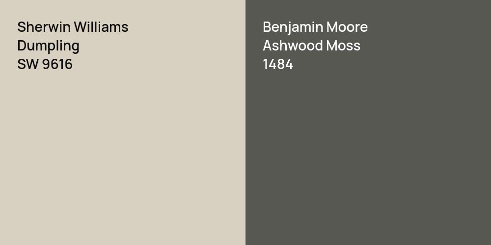 Sherwin Williams Dumpling vs. Benjamin Moore Ashwood Moss