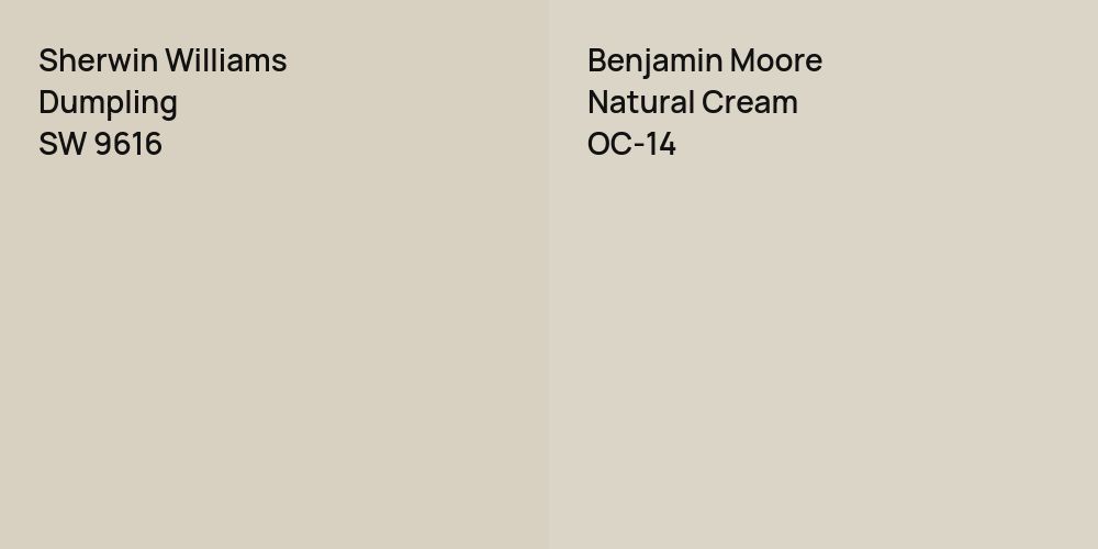 Sherwin Williams Dumpling vs. Benjamin Moore Natural Cream