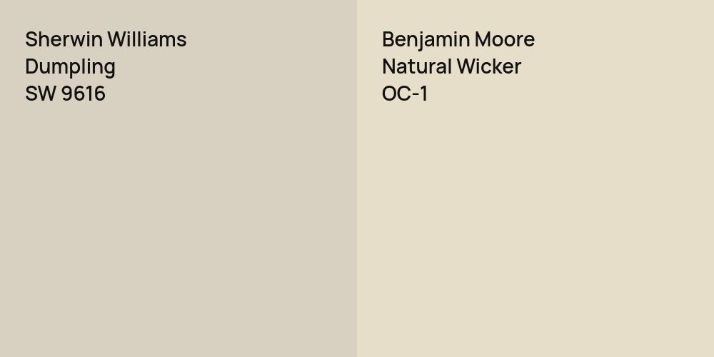 Sherwin Williams Dumpling vs. Benjamin Moore Natural Wicker