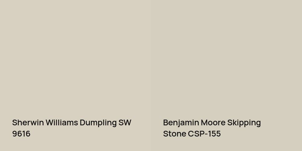 Sherwin Williams Dumpling vs. Benjamin Moore Skipping Stone