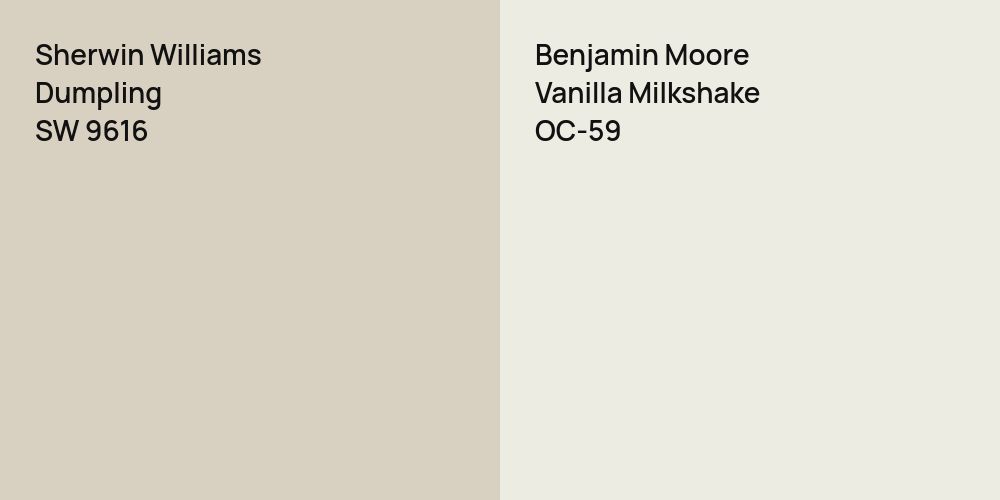 Sherwin Williams Dumpling vs. Benjamin Moore Vanilla Milkshake