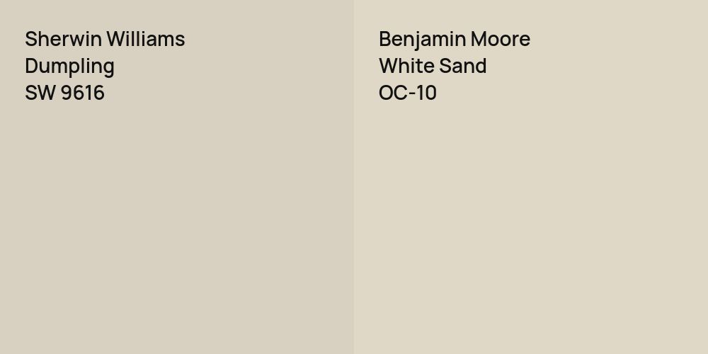 Sherwin Williams Dumpling vs. Benjamin Moore White Sand