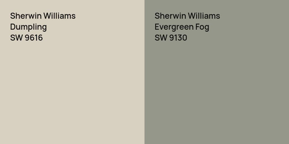 Sherwin Williams Dumpling vs. Sherwin Williams Evergreen Fog