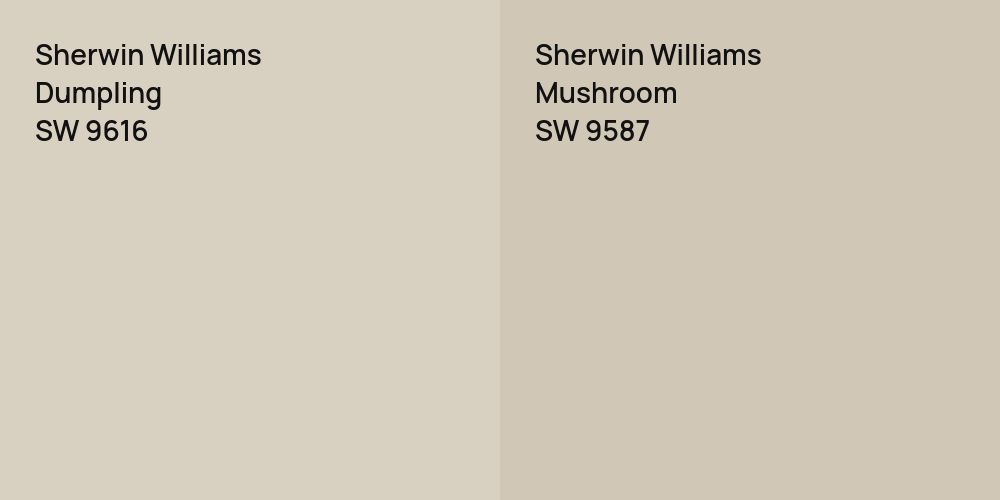 Sherwin Williams Dumpling vs. Sherwin Williams Mushroom