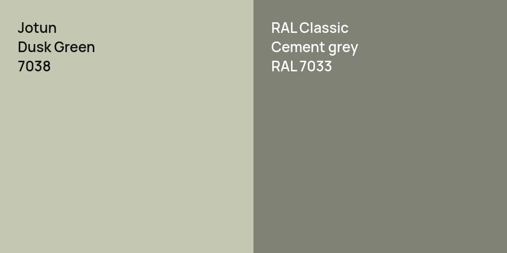 Jotun Dusk Green vs. RAL Classic  Cement grey