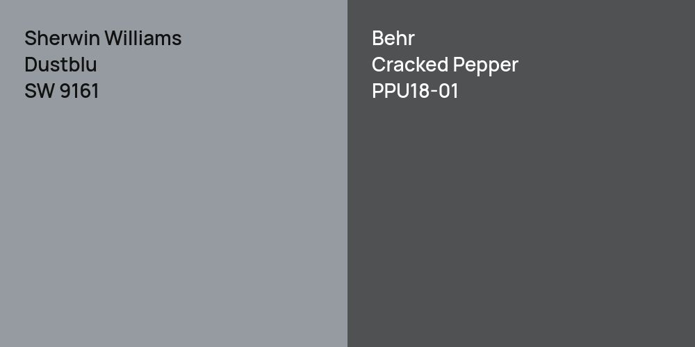 Sherwin Williams Dustblu vs. Behr Cracked Pepper