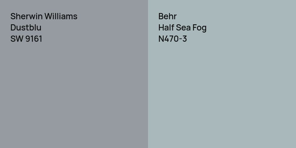 Sherwin Williams Dustblu vs. Behr Half Sea Fog