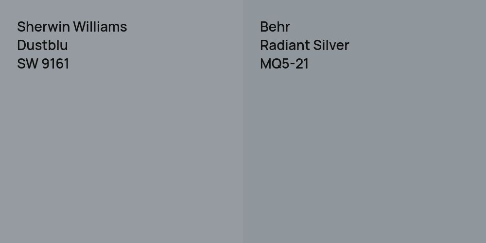 Sherwin Williams Dustblu vs. Behr Radiant Silver