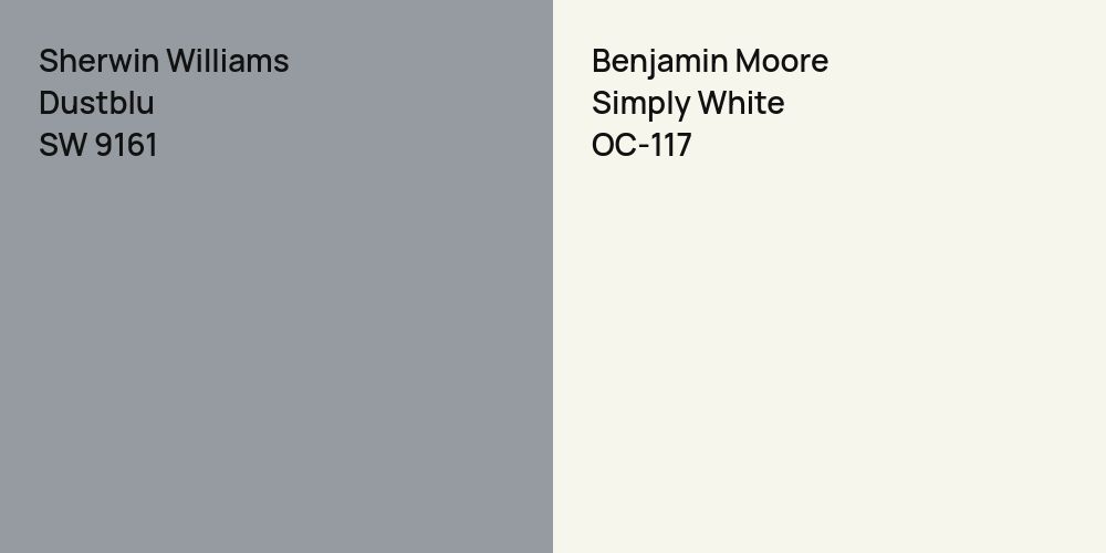 Sherwin Williams Dustblu vs. Benjamin Moore Simply White