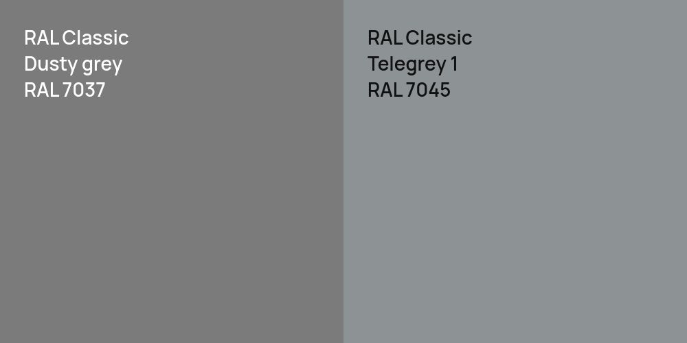 RAL Classic  Dusty grey vs. RAL Classic  Telegrey 1