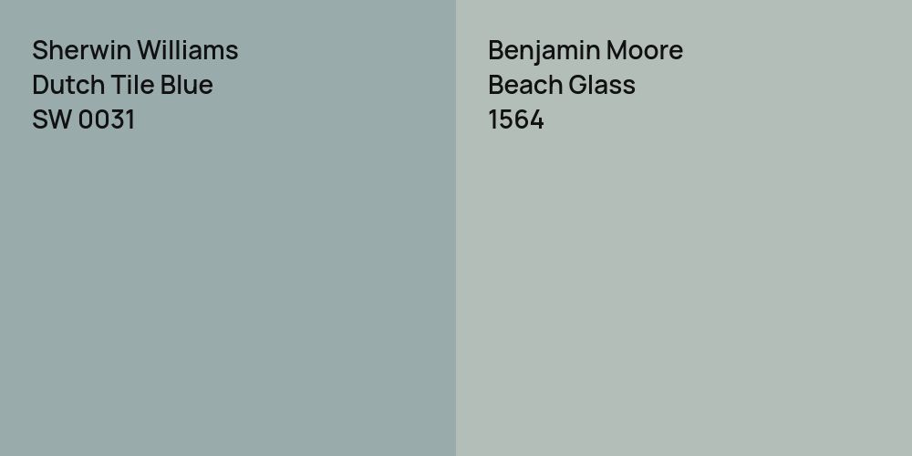 Sherwin Williams Dutch Tile Blue vs. Benjamin Moore Beach Glass