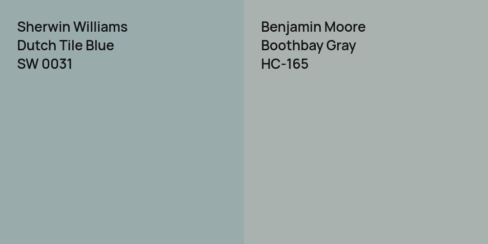 Sherwin Williams Dutch Tile Blue vs. Benjamin Moore Boothbay Gray