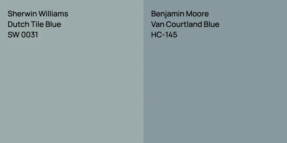 Sherwin Williams Dutch Tile Blue vs. Benjamin Moore Van Courtland Blue