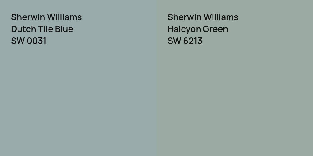 Sherwin Williams Dutch Tile Blue vs. Sherwin Williams Halcyon Green