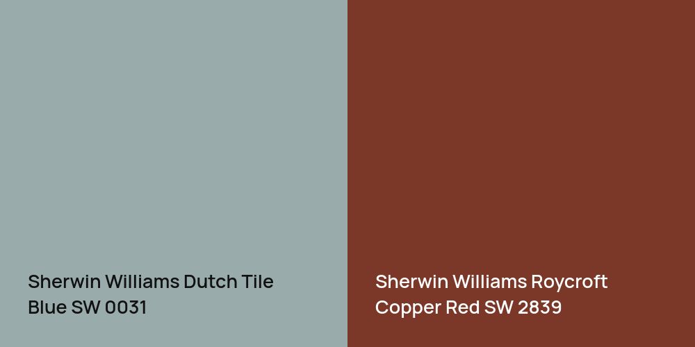 Sherwin Williams Dutch Tile Blue vs. Sherwin Williams Roycroft Copper Red