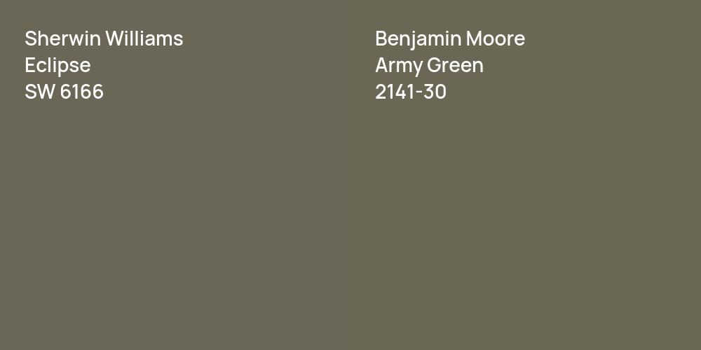 Sherwin Williams Eclipse vs. Benjamin Moore Army Green