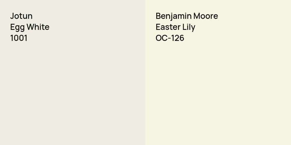 Jotun Egg White vs. Benjamin Moore Easter Lily