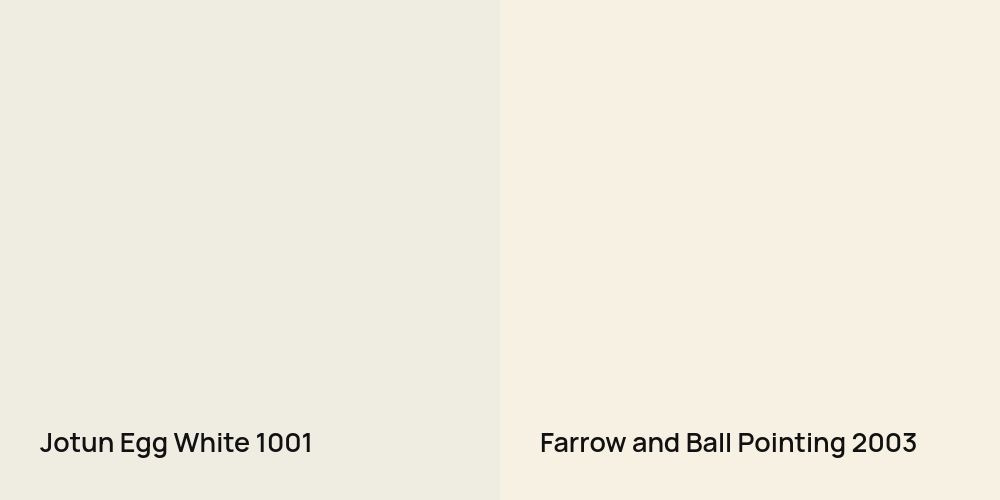 Jotun Egg White vs. Farrow and Ball Pointing