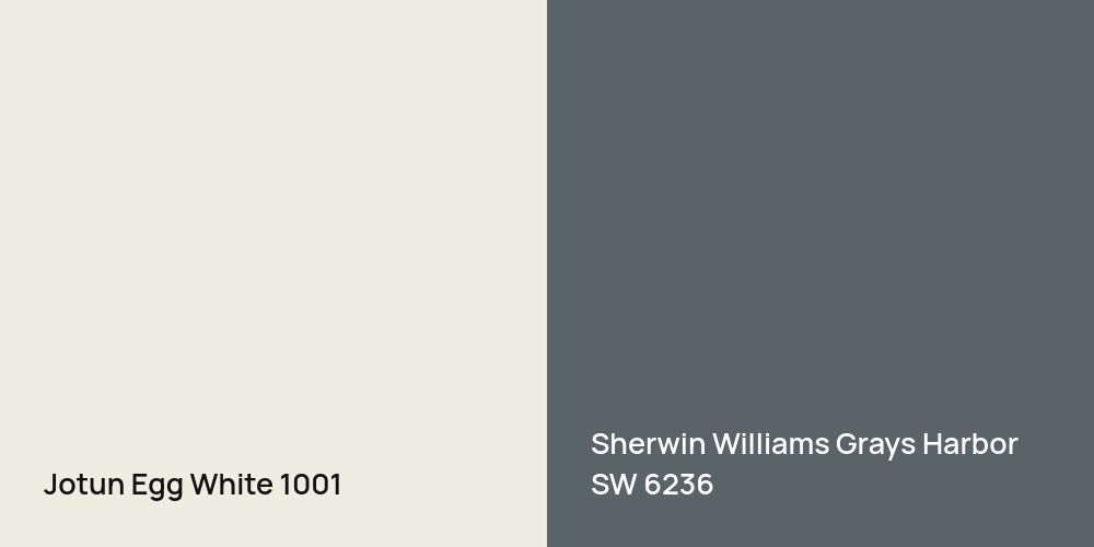 Jotun Egg White vs. Sherwin Williams Grays Harbor