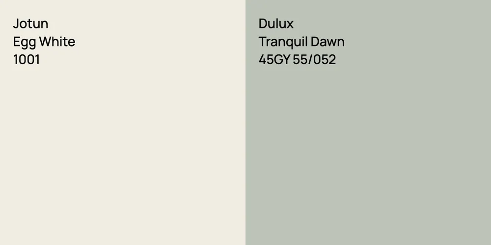 Jotun Egg White vs. Dulux Tranquil Dawn