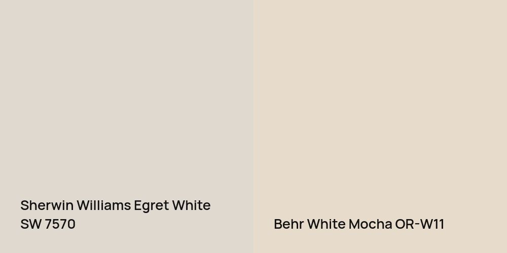 Sherwin Williams Egret White vs. Behr White Mocha