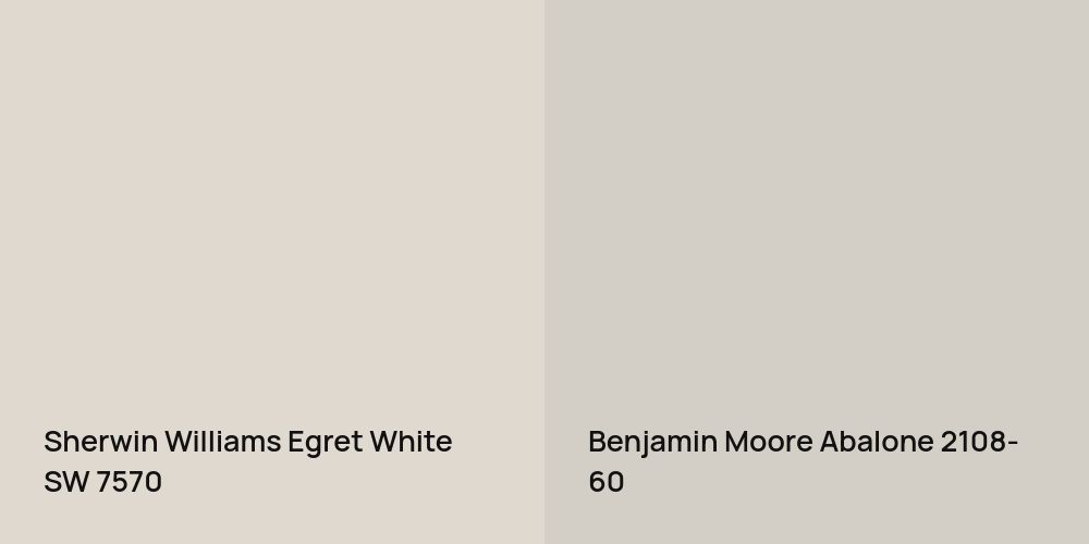 Sherwin Williams Egret White vs. Benjamin Moore Abalone