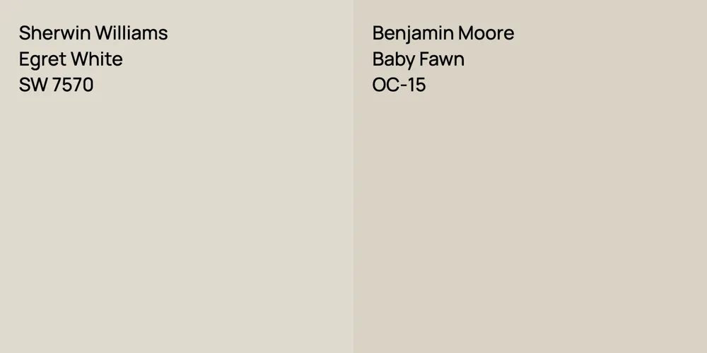 Sherwin Williams Egret White vs. Benjamin Moore Baby Fawn