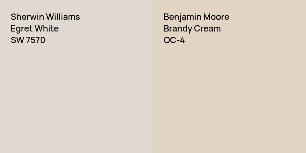 Sherwin Williams Egret White vs. Benjamin Moore Brandy Cream