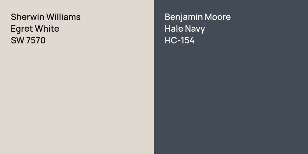 Sherwin Williams Egret White vs. Benjamin Moore Hale Navy