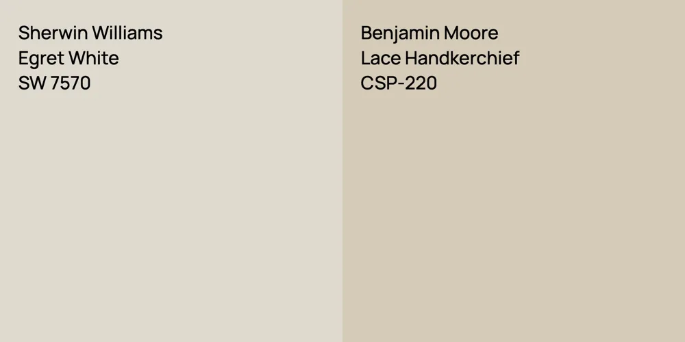 Sherwin Williams Egret White vs. Benjamin Moore Lace Handkerchief