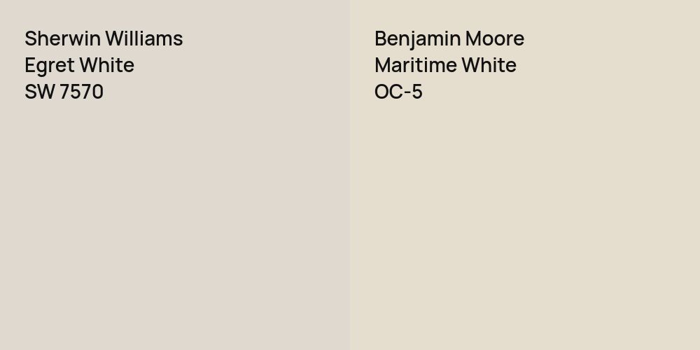 Sherwin Williams Egret White vs. Benjamin Moore Maritime White