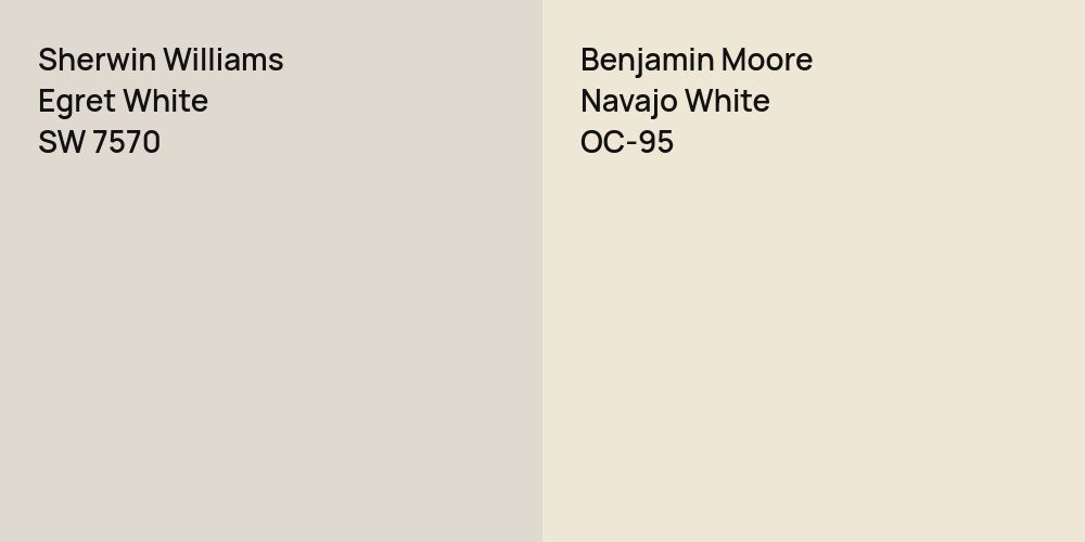 Sherwin Williams Egret White vs. Benjamin Moore Navajo White