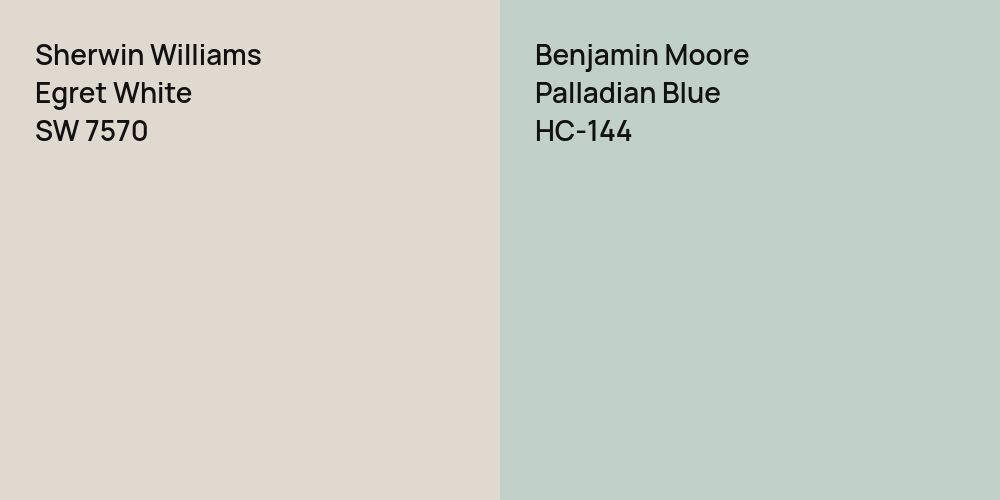 Sherwin Williams Egret White vs. Benjamin Moore Palladian Blue