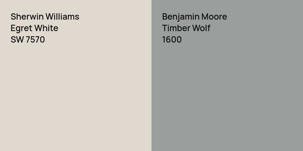 Sherwin Williams Egret White vs. Benjamin Moore Timber Wolf