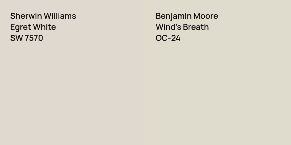 Sherwin Williams Egret White vs. Benjamin Moore Wind's Breath