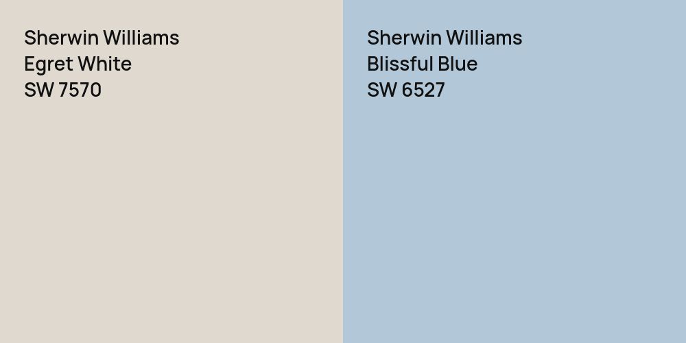 Sherwin Williams Egret White vs. Sherwin Williams Blissful Blue