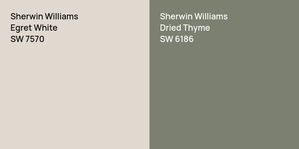 Sherwin Williams Egret White vs. Sherwin Williams Dried Thyme