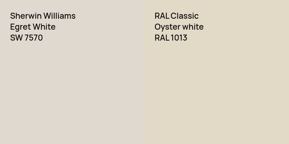 Sherwin Williams Egret White vs. RAL Classic  Oyster white