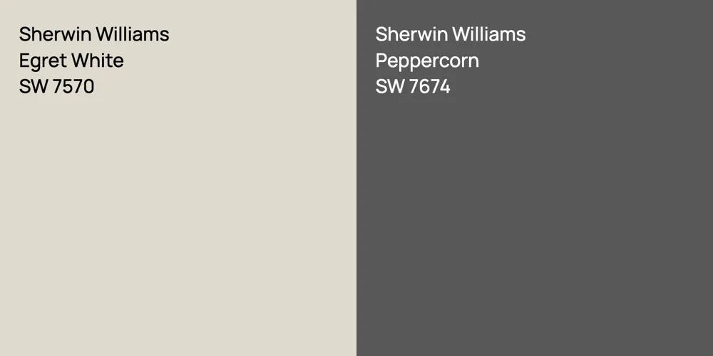 Sherwin Williams Egret White vs. Sherwin Williams Peppercorn