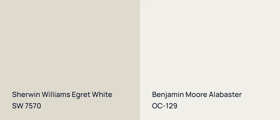 Sherwin Williams Egret White SW 7570 vs Benjamin Moore Alabaster OC-129